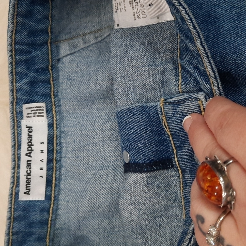 American Apparel Button Front Mini Jean Skirt - Picture 3 of 5